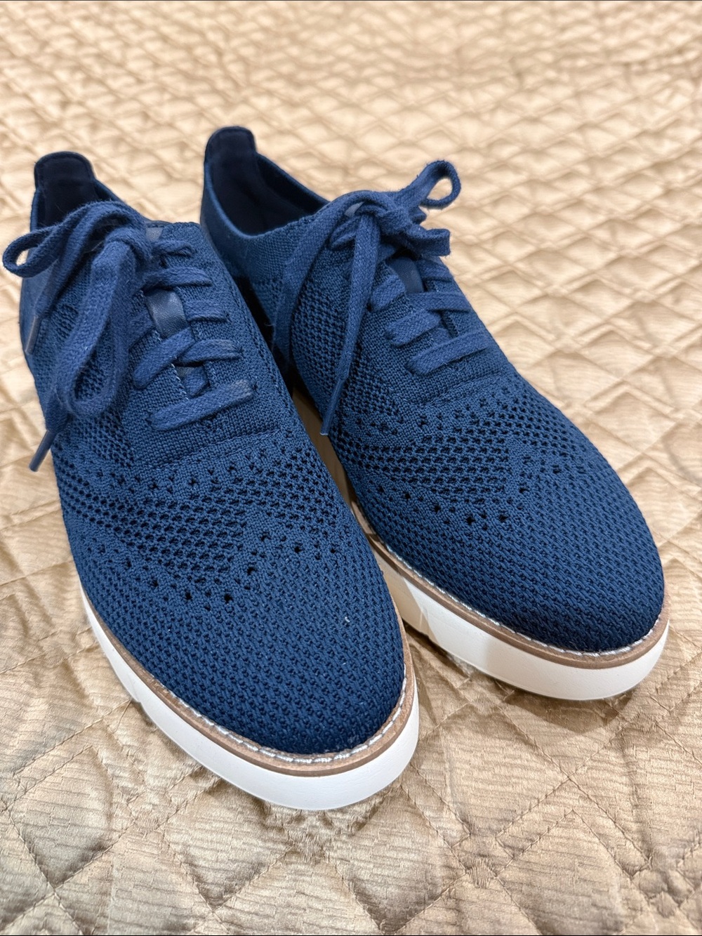 Knit Lace-Up Women’s Oxford Sneakers - Navy